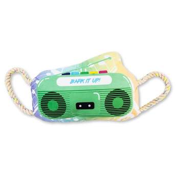 American Pet Supplies 12-Inch Retro Boombox Plush Dog Toy with Crinkle and Squeak Features