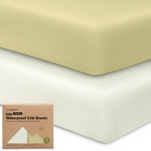 KeaBabies Isla Waterproof Crib Sheets for Boys, Girls, 2pk Baby Fitted Crib Sheet, Waterproof Crib Mattress Protector Sheets - 1 of 4