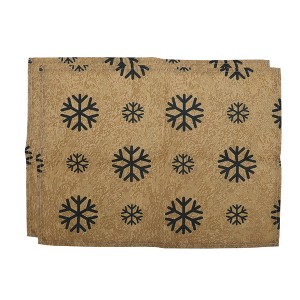 Unique Bargains Christmas Place Mats Snowflake Linen Yellow Black 13"x17.7" 2 Pcs - 1 of 4