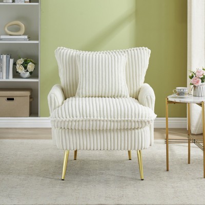 Modern Accent Chair, Upholstered Comfy Reading Chair, Single Sofa Armchair with Metal Legs, Vanity Chair for Living Room Bedroom Office