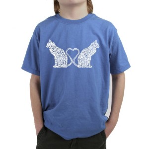 LA Pop Art Cat Tail Hearts - Boy's Word Art T-Shirt - 1 of 4