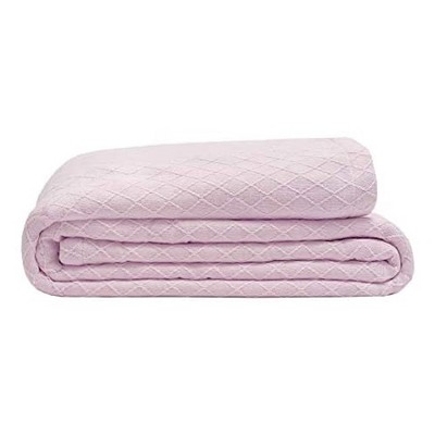 Elite Home 90 x 90 Inch Soft Lightweight All Season Diamond Weave Bamboo Cotton Origin Blanket for Couch, Sofa, or Bed, Full/Queen, Light Pink