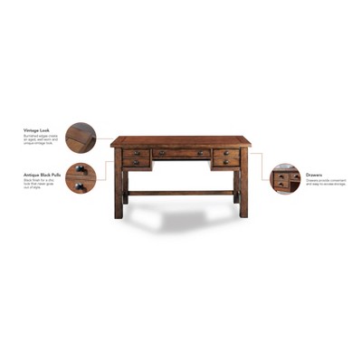 Tahoe Aged Maple Executive Desk with Keyboard Tray and Drawers