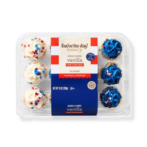 Patriotic Vanilla Mini Cupcakes - 10oz/12ct - Favorite Day™ - 1 of 3