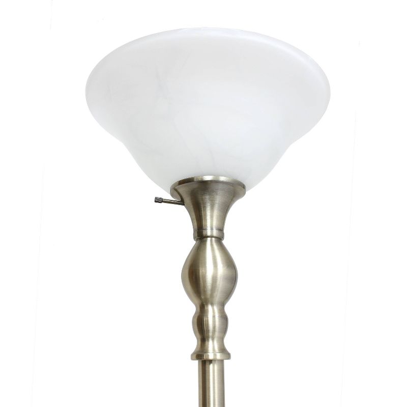 1-Light Torchiere Floor Lamp with Marbleized Glass Shade - Elegant Designs, 5 of 11