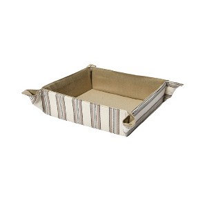 Storied Home Woven Cotton Bread Basket with Snaps, Black and Natural - 1 of 4