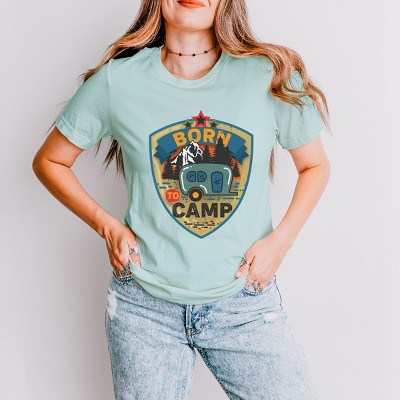 Simply Sage Market Born To Camp Badge Short Sleeve Tee