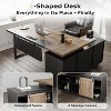SAINTCY Modern L-Shaped Executive Desk for Home Office 63" Wide Workspace with Sliding Cabinet Doors, 3 Drawers, File Storage Shelves - 4 of 4