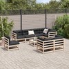 vidaXL Garden Sofa Set Solid Pine Wood (Untreated) Large - Natural Pine with Cushion - 3 of 4