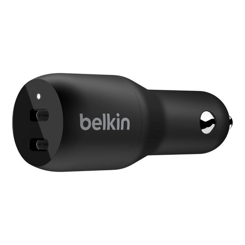 Belkin 2A/36W 2-port USB-C Car Charger - Black, 1 of 8