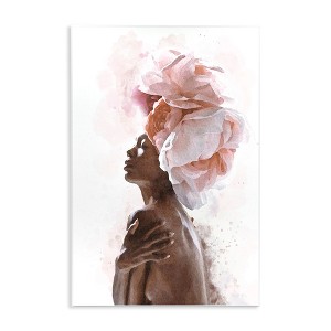 Stupell Industries AA Woman Pink Floral Crown Abstract Portrait Wall Plaque Art - 1 of 4
