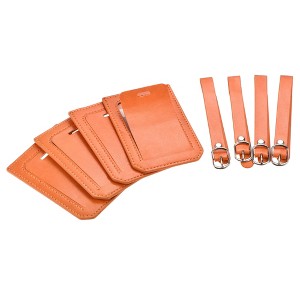 Unique Bargains Backpack PU Holder Identifier Card Luggage Tag with Strap 4 Pcs - 1 of 4