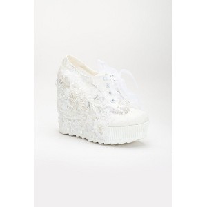 Sheri - Ivory Lace High Heel Wedding Sneakers | Forever & Always Shoes - 1 of 4