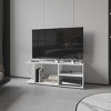 GlasFlength TV Stands and Consoles TV Console Table TV Center TV Stand with Open Storage Shelves for Living Room, White, 13.7"*47.4"*17.8" - 2 of 4