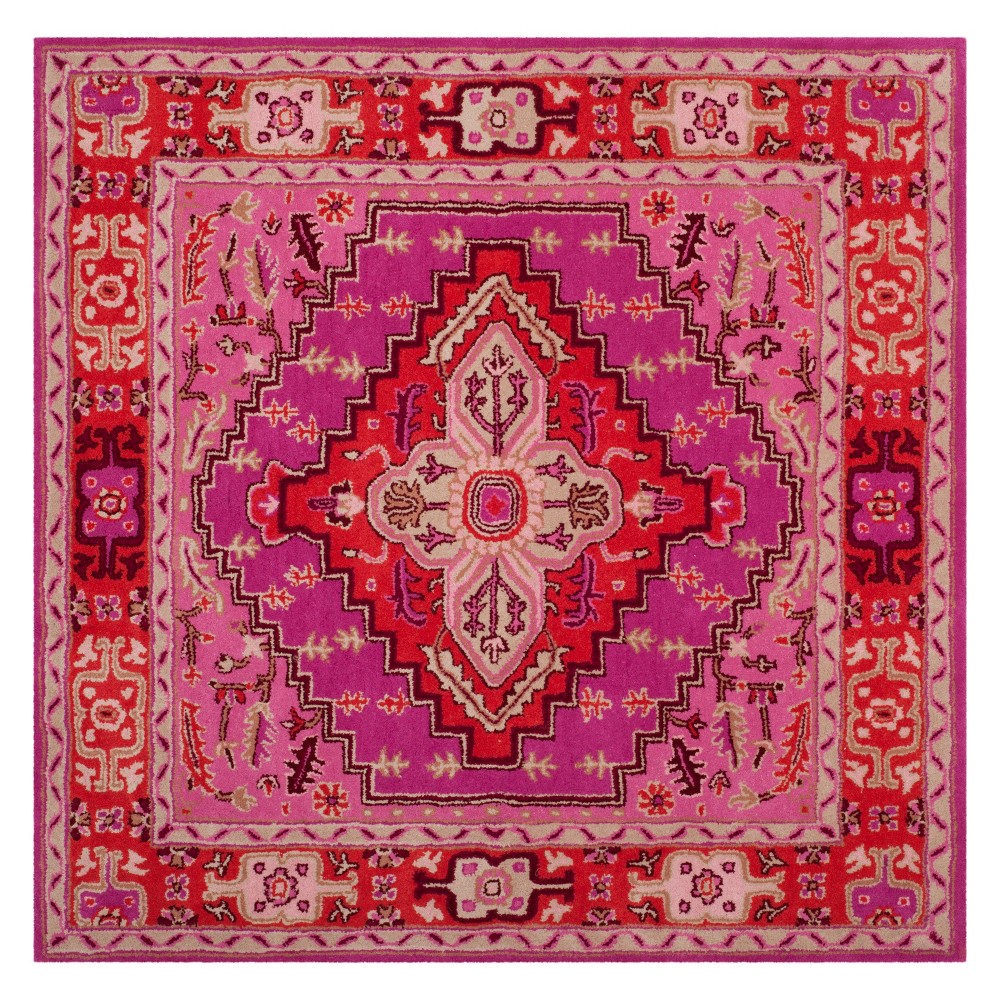 5'x5' Medallion Square Area Rug Red/Pink - Safavieh