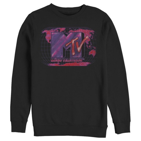 Men s Mtv Dot Print Globe Logo Sweatshirt Black 2x Large Target