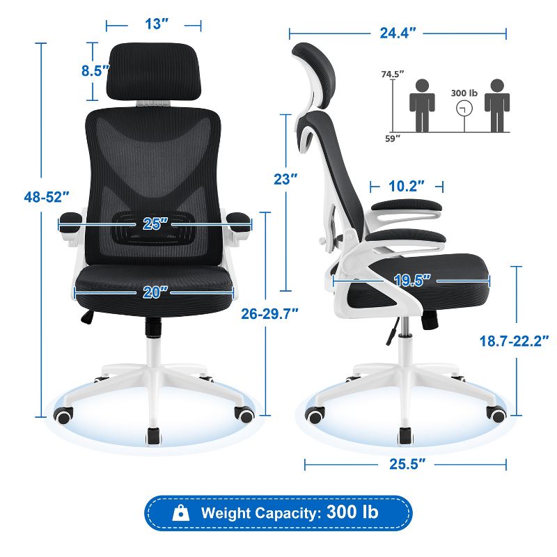 Yaheetech High Back Office Chair Computer Chair with Armrest, 3 of 11
