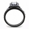 Slickblue Women’s Black Ion Plated Stainless Steel Ring, Clear CZ Halo, Stylish Designer Jewelry, Sizes 5-10 - 3 of 4