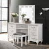Simple Relax Upholstered Vanity Stool in White and Metallic - 4 of 4