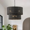 Dewdrop Farmhouse Matte Black Hand-Woven Rattan Craft Pendant Light - 3 of 4
