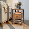 Tangkula Nightstand Bedside Sofa End Table w/ Charging Station Open Shelves & Drawer - 2 of 4