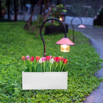 White Enamel Square Patio Umbrella Planter Set
