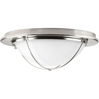 Portal Collection 11" Brushed Nickel LED Flush Mount with Etched Glass
