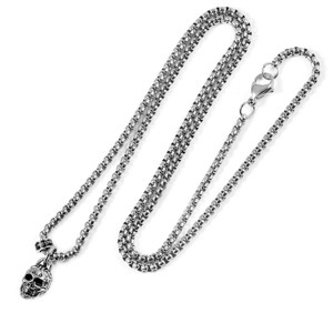 Crucible Men's Small 12mm Skull Stainless Steel Necklace - 24" - 1 of 4