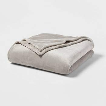 Full/Queen Microplush Bed Blanket Gray - Threshold™