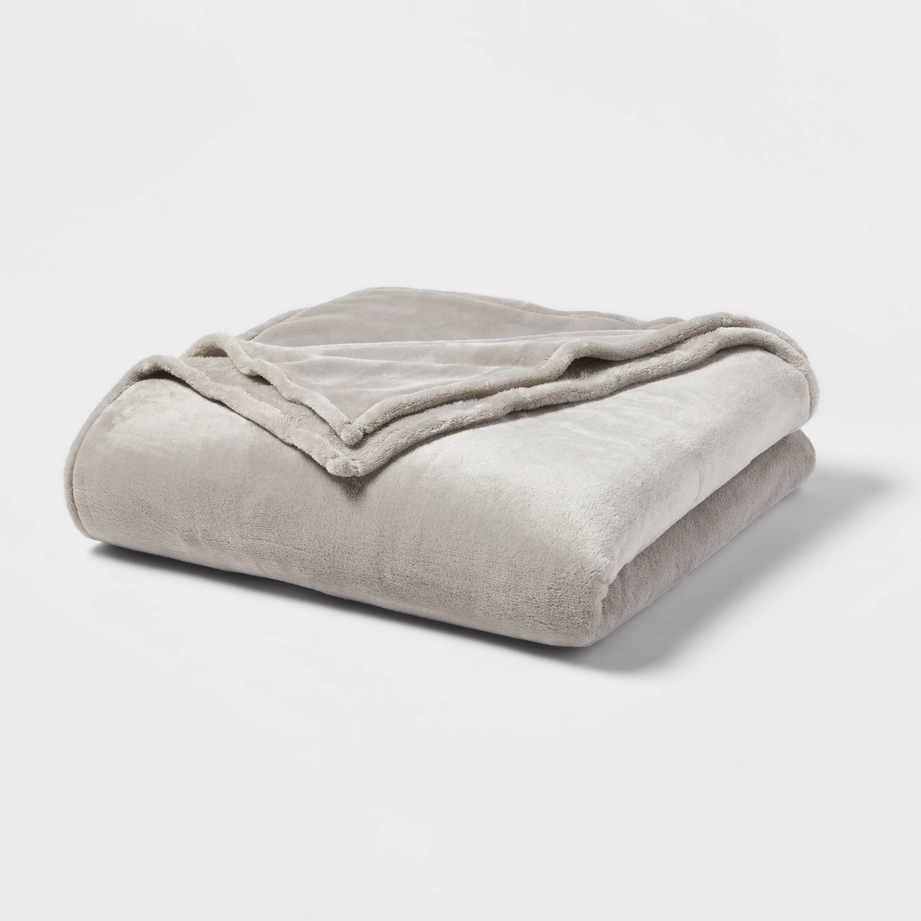 Full/Queen Microplush Bed Blanket Gray - Threshold™: Cozy Polyester, No Fill, Machine Washable