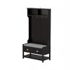 FURNIinspire Utility Storage Cabinets Hallway Storage Cabinet, Hall Tree Entryway Shoe Rack Bench With Padded Seat Cushion, Black, 16.5"*34.5"*68" - 4 of 4