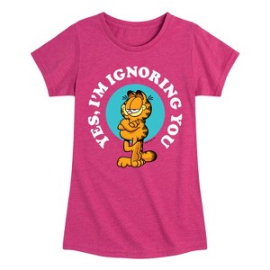 Girls' - Garfield - Ignoring You Fitted Short Sleeve Graphic T-Shirt - 1 of 4