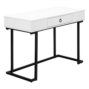 Monarch Specialties Computer Desk Home Office Laptop Storage Drawers 42InchL Work Metal Laminate Glossy White Black Contemporary Modern - 1 of 4