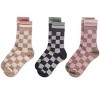 MeMoi Women's 3 Pair Pack Checkmate Triple Cuff Crew Socks Black-Nude 9-11 - 3 of 3