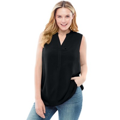 Woman Within Sleeveless Tab-Front Tunic