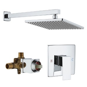 CASAINC Single-Handle 1-Spray Pattern 10 Inches with 1.8 GPM Wall Mount Square Shower Faucet (Valve Included) - 1 of 4
