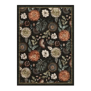 Washable Floral Living Room Rugs, Soft Large Farmhouse Bedroom Carpet, Non Slip Stain Resistant Floor Cover for Dining Room Kitchen - 1 of 4