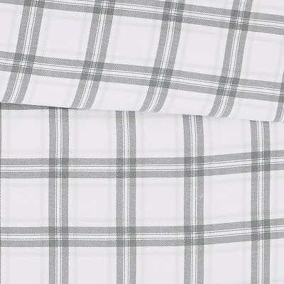 King Gray Plaid Cotton Flannel Duvet and Sham Set