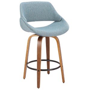 Fabric Padded Counter Stool with Curved Back, Bentwood Legs, and Metal Footrest for Kitchen or Home Bar - 1 of 4