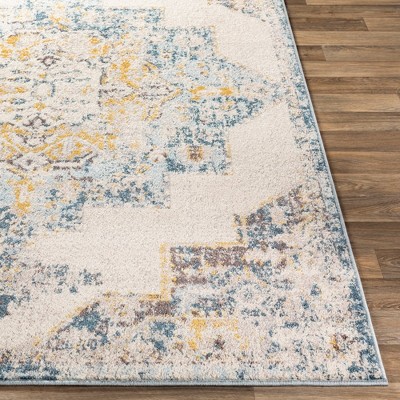 Sky Blue and Beige Synthetic Fur Hand-knotted 2' x 3' Rug