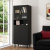 VANIRROR Tall Storage Bookcase with Tempered Glass Doors, Adjustable Shelves, Accent Cabinet For Living Room or Bedroom Storage Cabinet - 2 of 3