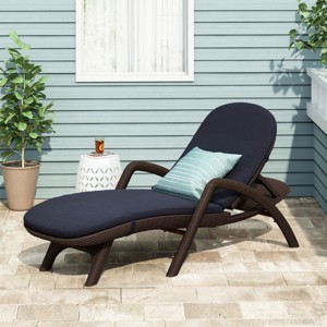 Outdoor Chaise Lounge with Cushion, Modern Curved Backrest Recliner for Patio, Poolside or Garden Relaxation and Sunbathing-Maison Boucle - 1 of 4