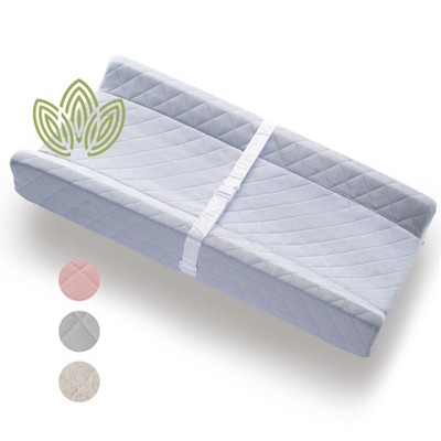 Modera Organic Cotton Contoured Baby Changing Pad w/ Waterproof Foam Mattress, Includes Soft Removable & Washable Cover, Safety Strap, Non-Slip Bottom