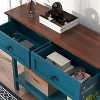 MOEPISY Farmhouse Style Console Table with 2 Drawer and Bottom Storage Shelf for Entryway(Pagoda Blue) - 4 of 4