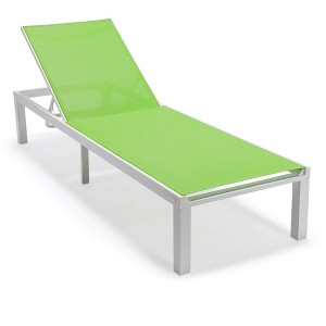 LeisureMod Marlin Patio Sling Chaise Lounge Chair in White Aluminum - 1 of 4