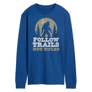 Men's - Instant Message - Follow Trails Not Rules Sasquatch Long Sleeve Graphic T-Shirt - 1 of 4