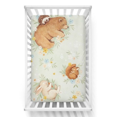 Mini Crib Sheet - 100% Cotton - Enchanted Meadow by Rookie Humans. Fits standard Mini Cribs and Playards, 24x38 inches