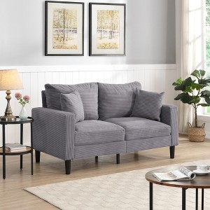 JUJABU 57" Modern High-Resilience Loveseat Sofa with Wooden Frame and Corduroy Upholstered, for Small Spaces - 1 of 4