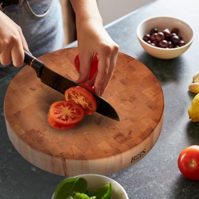 Large Round Maple End Grain Wood Chopping Board, 18 x 3 inches