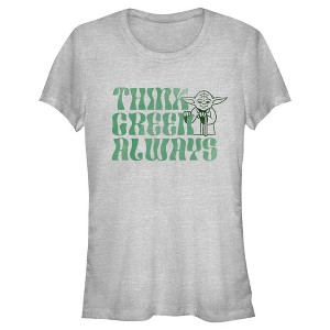 Juniors Womens Star Wars Yoda St. Patrick's Day Think Green Always T-Shirt - 1 of 4